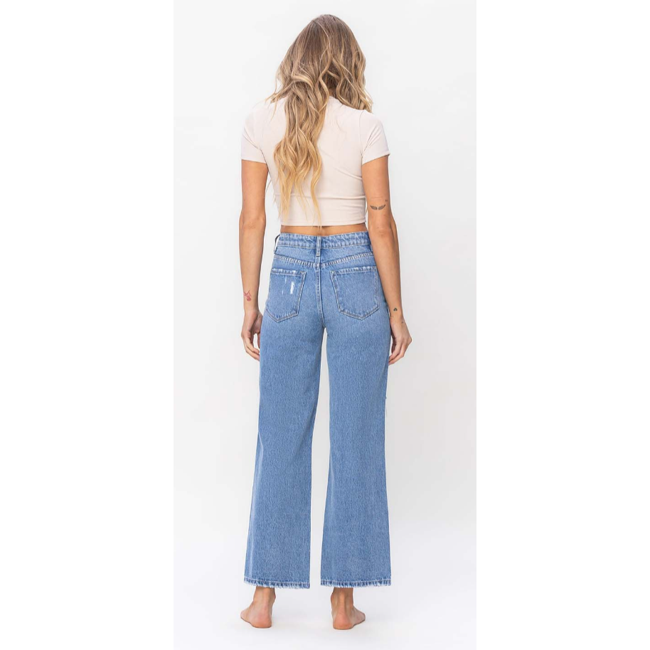 VERVET High Rise Distressed Wide Leg  Jeans