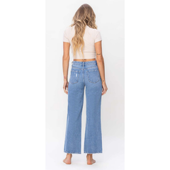 Lavender VERVET High Rise Distressed Wide Leg  Jeans