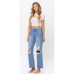 Lavender VERVET High Rise Distressed Wide Leg  Jeans