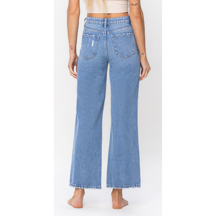 VERVET High Rise Distressed Wide Leg  Jeans