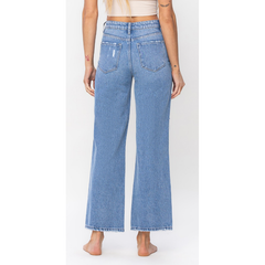 Lavender VERVET High Rise Distressed Wide Leg  Jeans