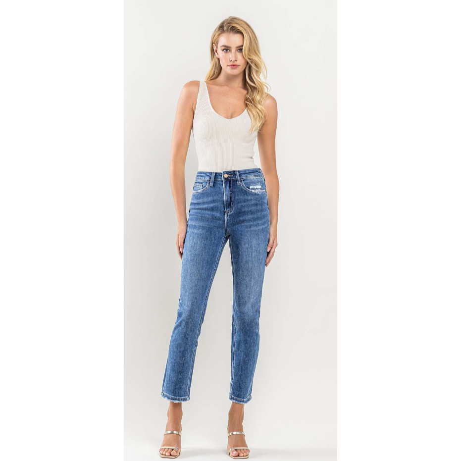 VERVET Super High Rise Ankle Slim Straight Jeans