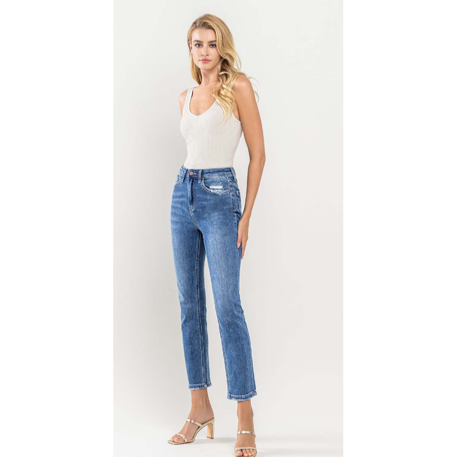 VERVET Super High Rise Ankle Slim Straight Jeans