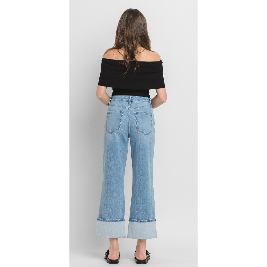 VERVET Super High Rise Cuff Baggy Wide Leg Jeans