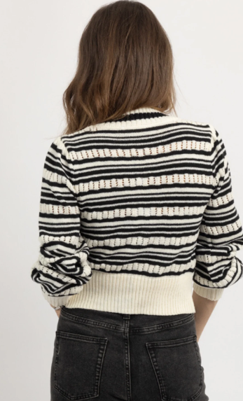 Black & Ivory Double Bow Stripe Cardigan