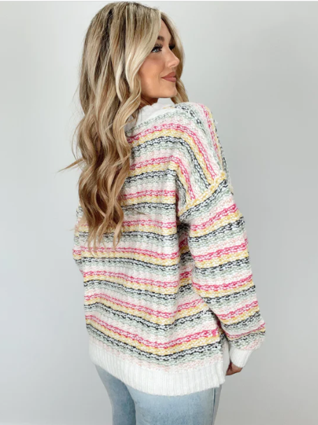 Rainbow Knit Pullover Sweater