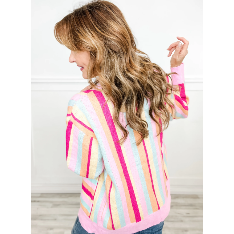 O' So Preppy Pink Stiped Cardigan