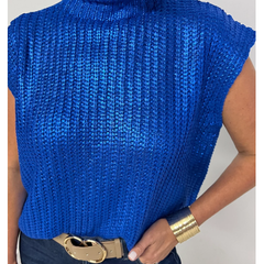 Midnight Blue Metallic Foiled Sweater
