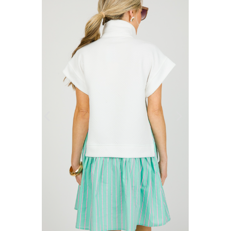 Layered look Stripe Contrast Minidress, Off White