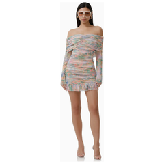 White Smoke AFRM Fay Mini Dress - Fog Field