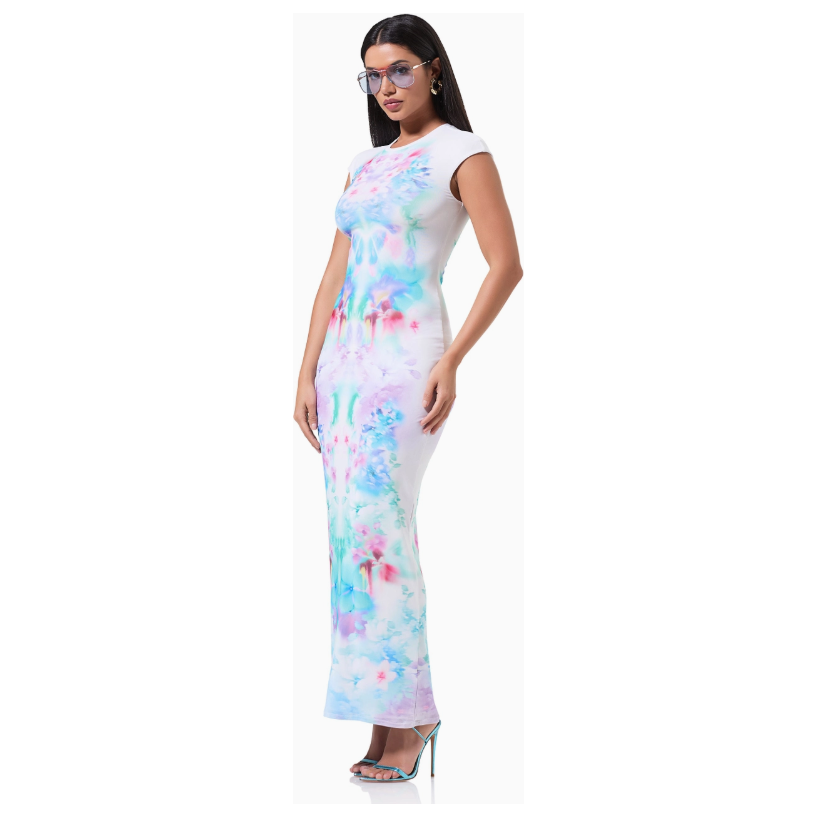 White Smoke AFRM Cody Maxi Dress - Blur Blossom