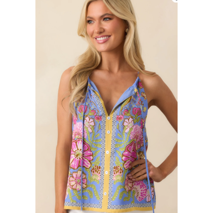 Garden Grove Periwinkle Multi Floral Tank Top