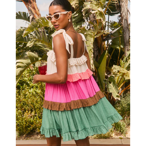 Antari Tiered Colorblock Mini Dress