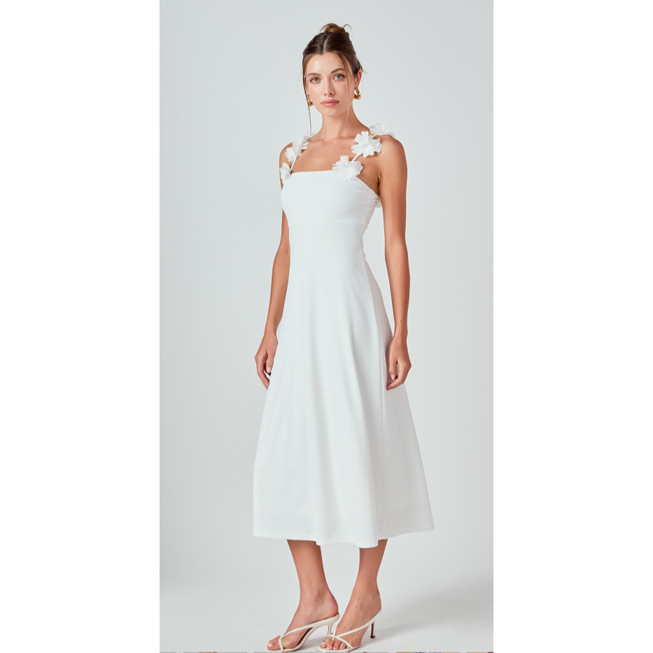 Rosette Shoulder Maxi Dress
