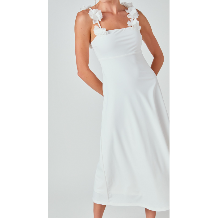 Rosette Shoulder Maxi Dress