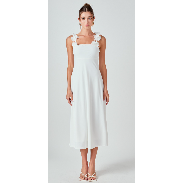 Rosette Shoulder Maxi Dress