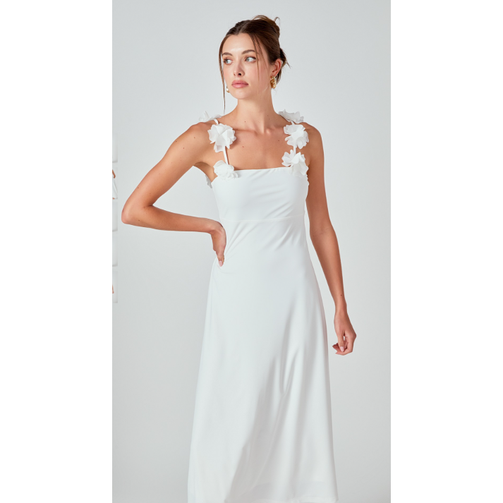 Rosette Shoulder Maxi Dress