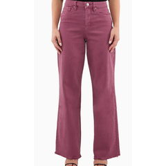 White Smoke RFM Chloe High Rise Frayed Wide Leg Denim