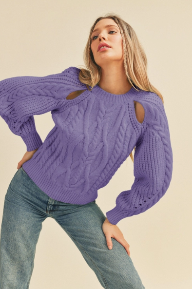 Crew Neck Cable Knit Sweater