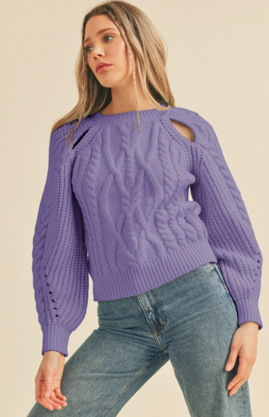 Crew Neck Cable Knit Sweater