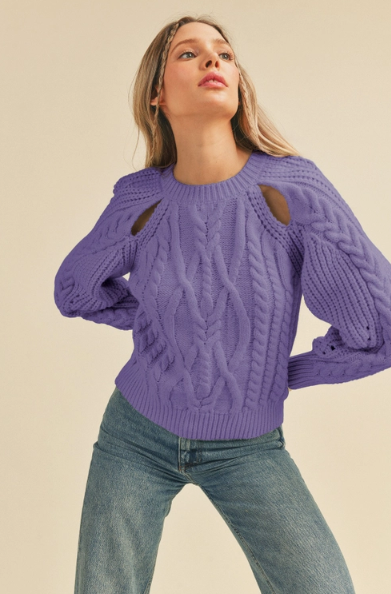 Crew Neck Cable Knit Sweater