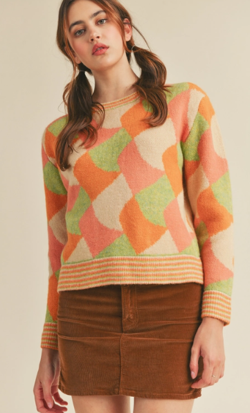 Ember Abstract Mix Pullover Sweater