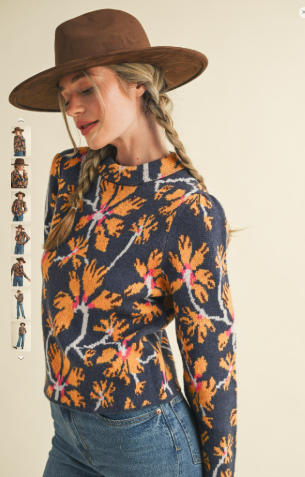 Floral Mock Neck Sweater