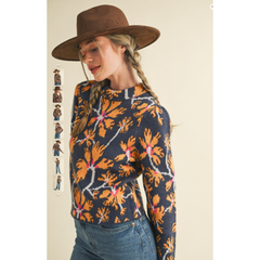 Antique White Floral Mock Neck Sweater