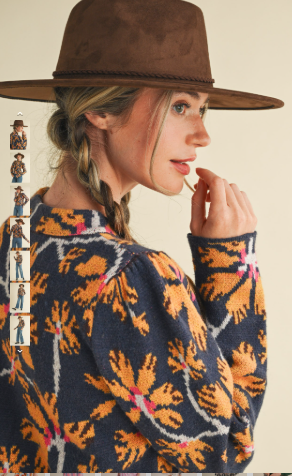 Floral Mock Neck Sweater