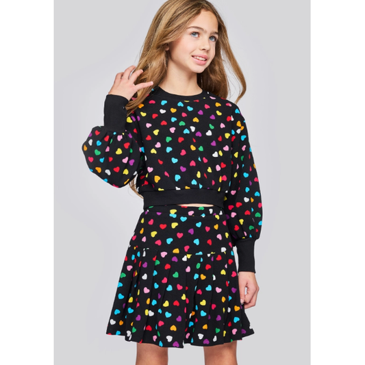 HANNAH BANANA Kids' Heart Crop Sweatshirt