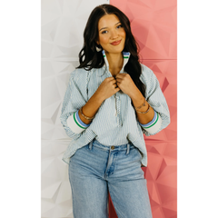 Light Gray The Christopher Half Zip Striped Top