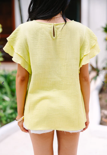 It's All True Lime Green Ruffled Gauze Top