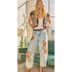 Light Gray AMAZING ROSE BARREL JEANS