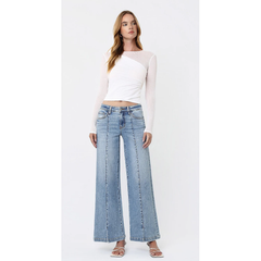 Lavender Vervet Split Hem Wide Leg Jean