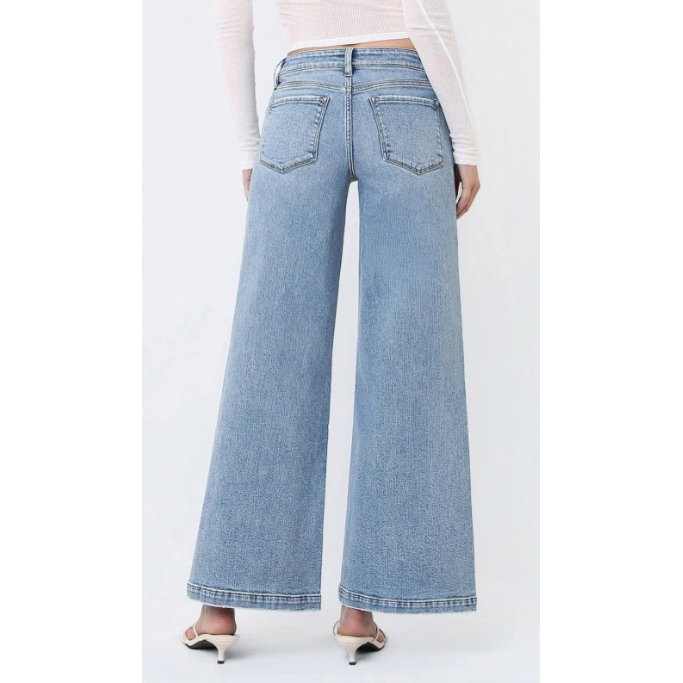 Lavender Vervet Split Hem Wide Leg Jean