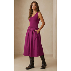 Dark Gray Fuchsia Colorado Midi Dress