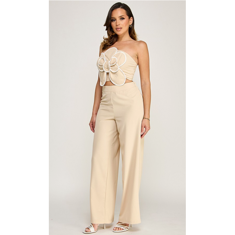 Light Gray BEIGE FLOWER SET