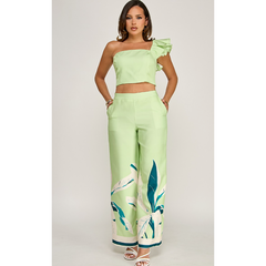 Light Gray INTO THE TROPICS MINT GREEN PANT SET