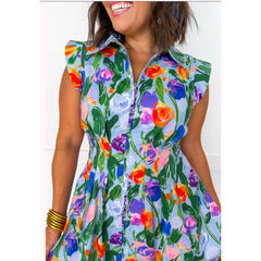 White Smoke Beautifully Bold Floral Zip-Up Dress