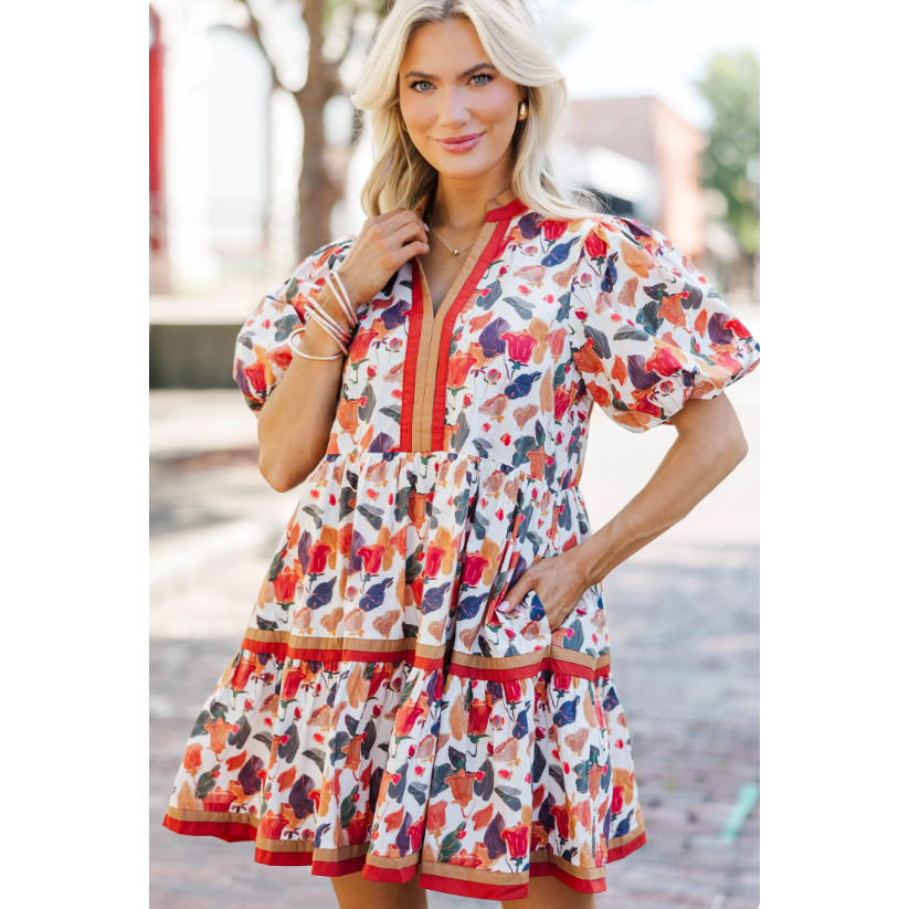 Why Not Now Rust Floral Dress
