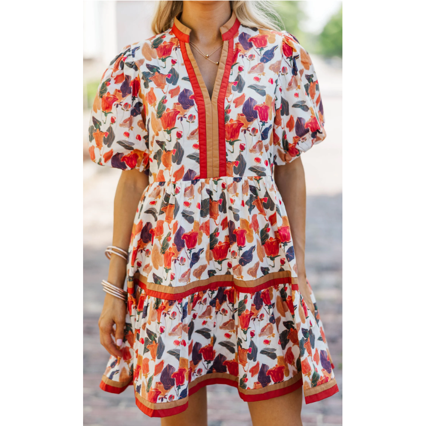 Why Not Now Rust Floral Dress
