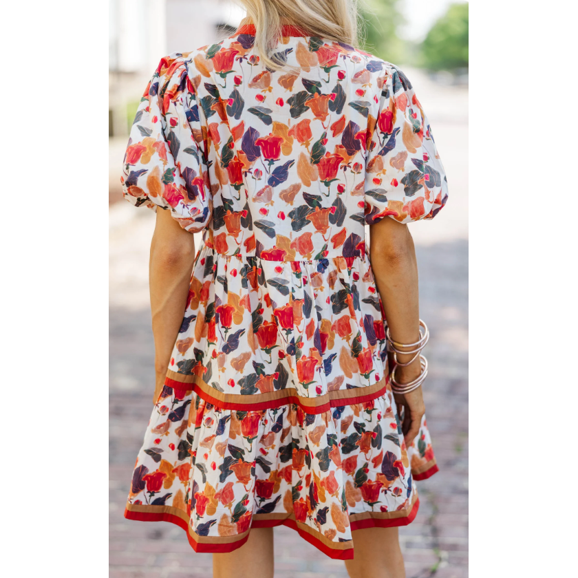 Why Not Now Rust Floral Dress