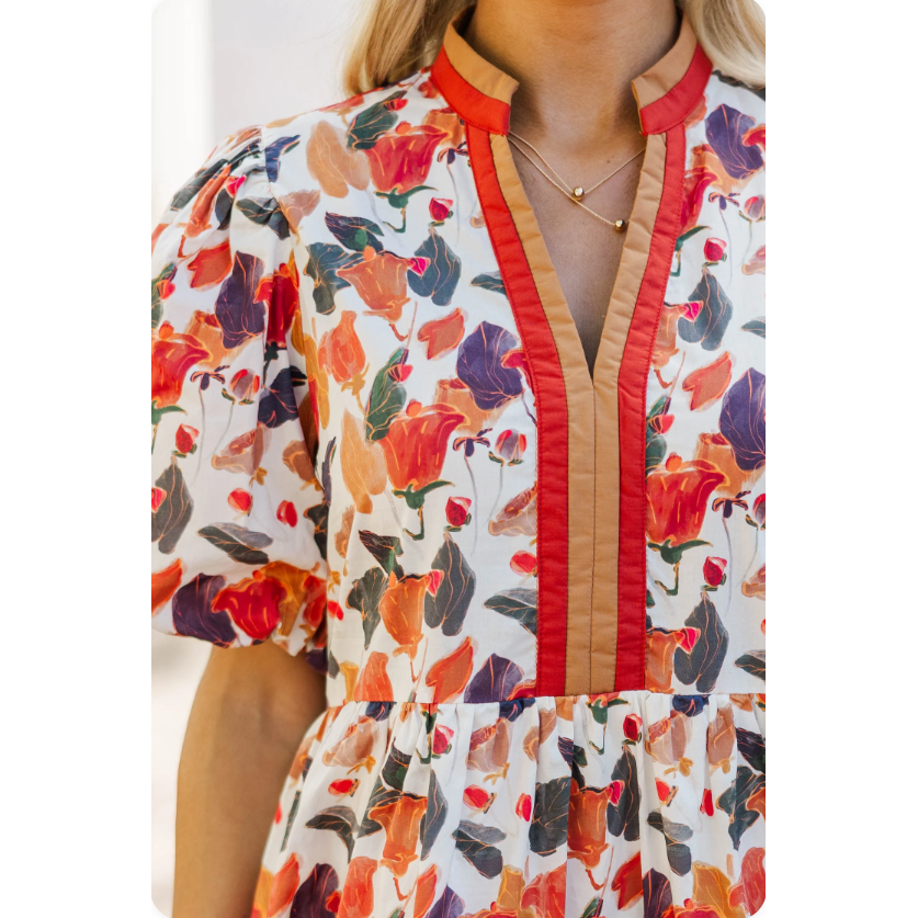 Why Not Now Rust Floral Dress