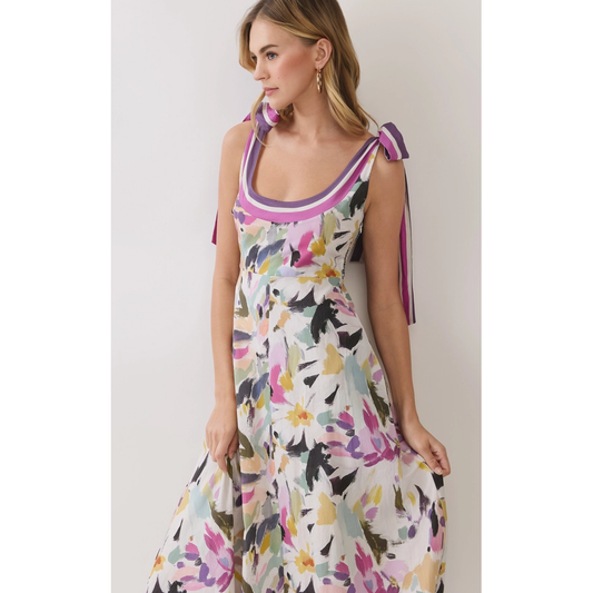 Chloe Pressed Flower Square Neck Midi