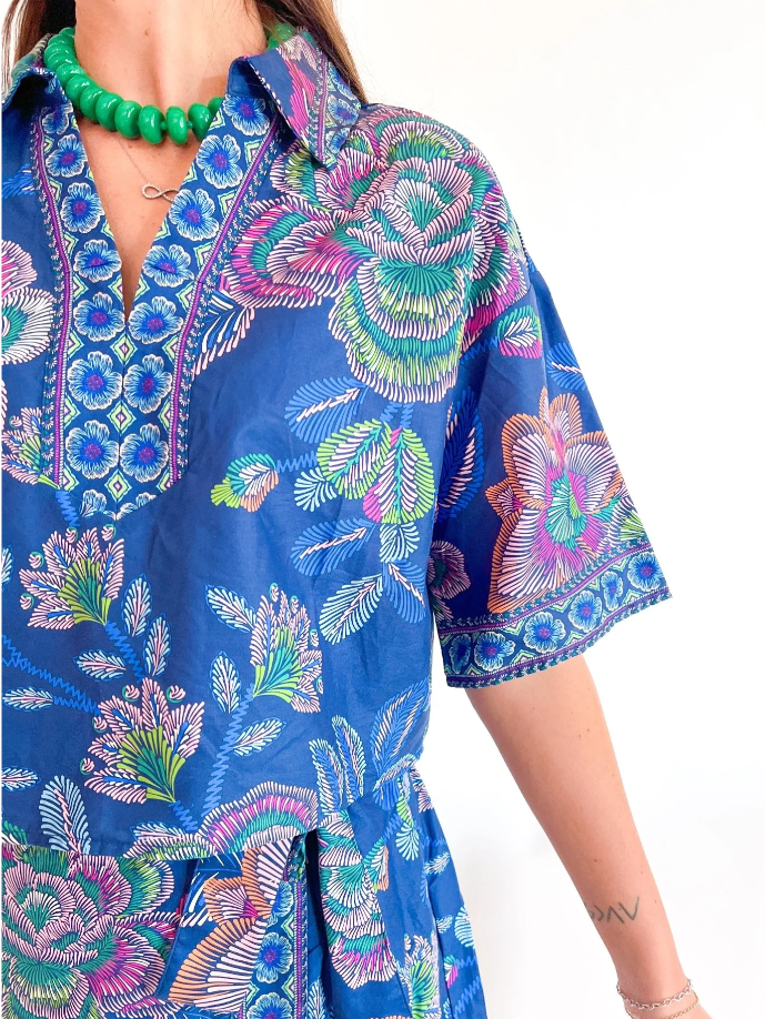 Midnight Bloom Collared Top
