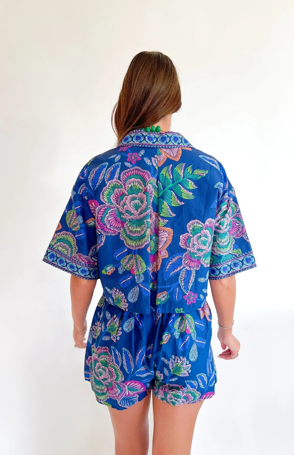 Midnight Bloom Collared Top