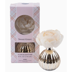Sweet Grace Plaid Flower Diffuser | Metallic Vessel