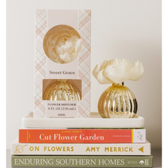 Sweet Grace Plaid Flower Diffuser | Metallic Vessel