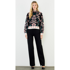 THML High Neck Long Sleeve Floral Sweater