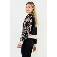 THML High Neck Long Sleeve Floral Sweater